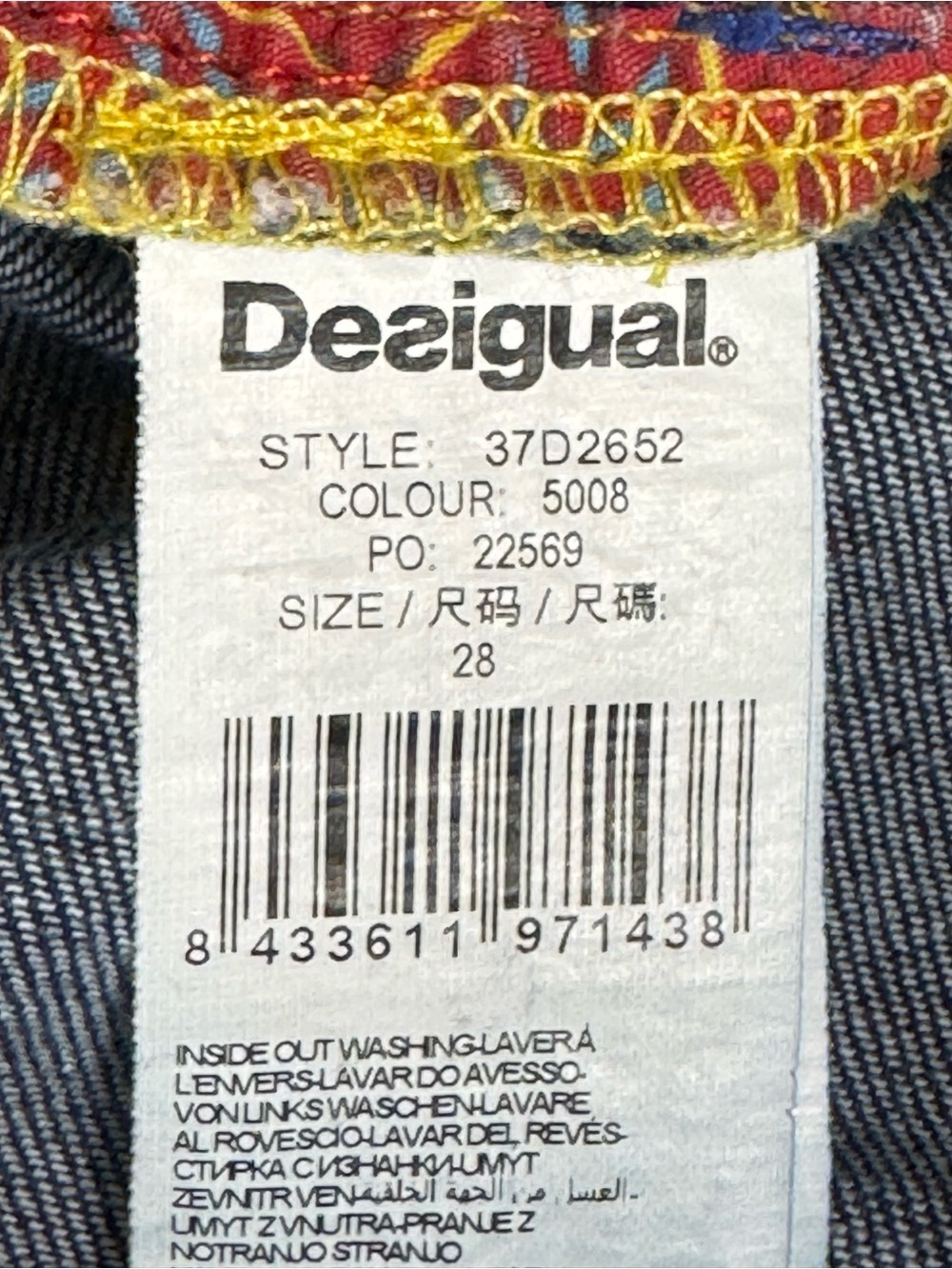 Desigual Blue Floral All Over Print Low Rise Distressed Skinny Y2K Jeans Size 28 - Picture 9 of 10